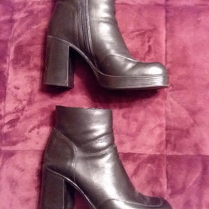 diba Black Leather Platform Boots Made in Brazil